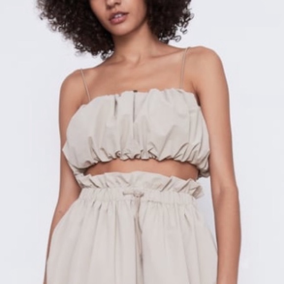 crop top zara beige